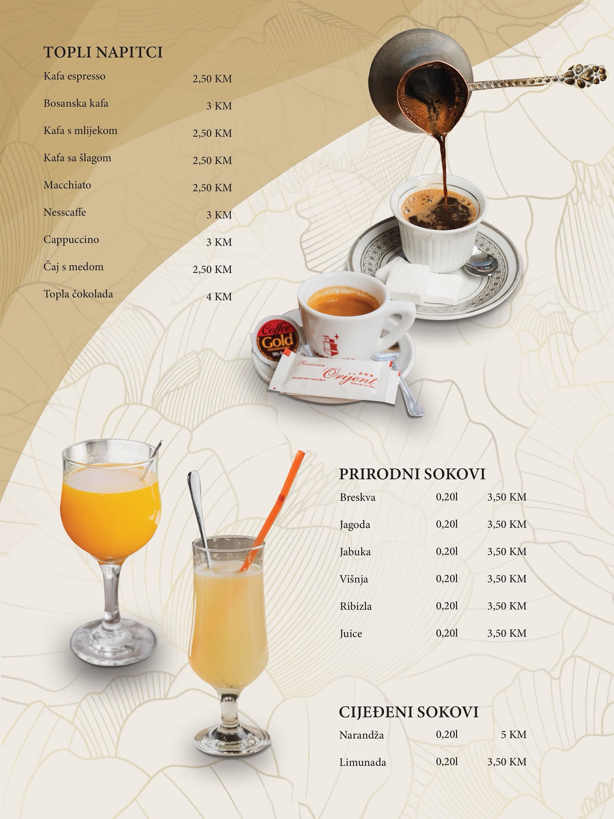 Restoran Orijent Meni - Hladna i topla predjela, domaće pite